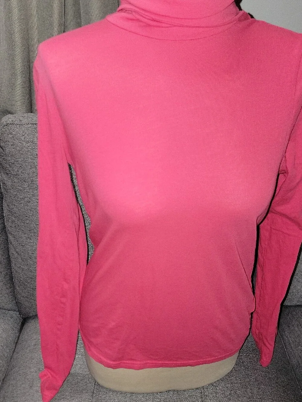 J. Crew Bright Pink Long-Sleeve Turtleneck Light Material - Picture 3 of 8